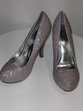Qupid Lilac Glitter Platform Pumps - Women's Sparkle Heels